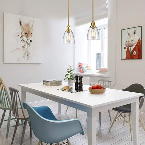 Modern Brass Mini Stem Pendant Light Glass Kitchen Fixture